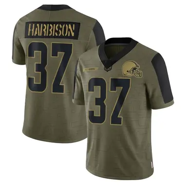 Men's Nike Cleveland Browns Tre Harbison 2021 Salute To Service Jersey - Olive Limited