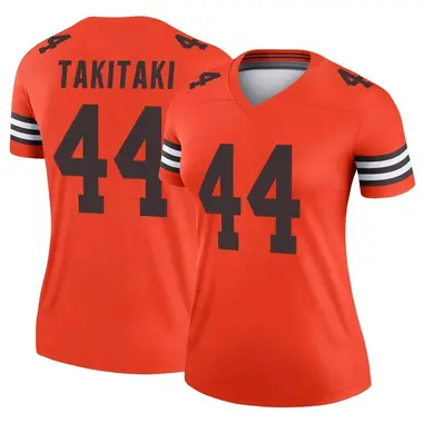 Limited Women's Sione Takitaki Brown Jersey - #44 Football Cleveland Browns  Therma Long Sleeve Size S